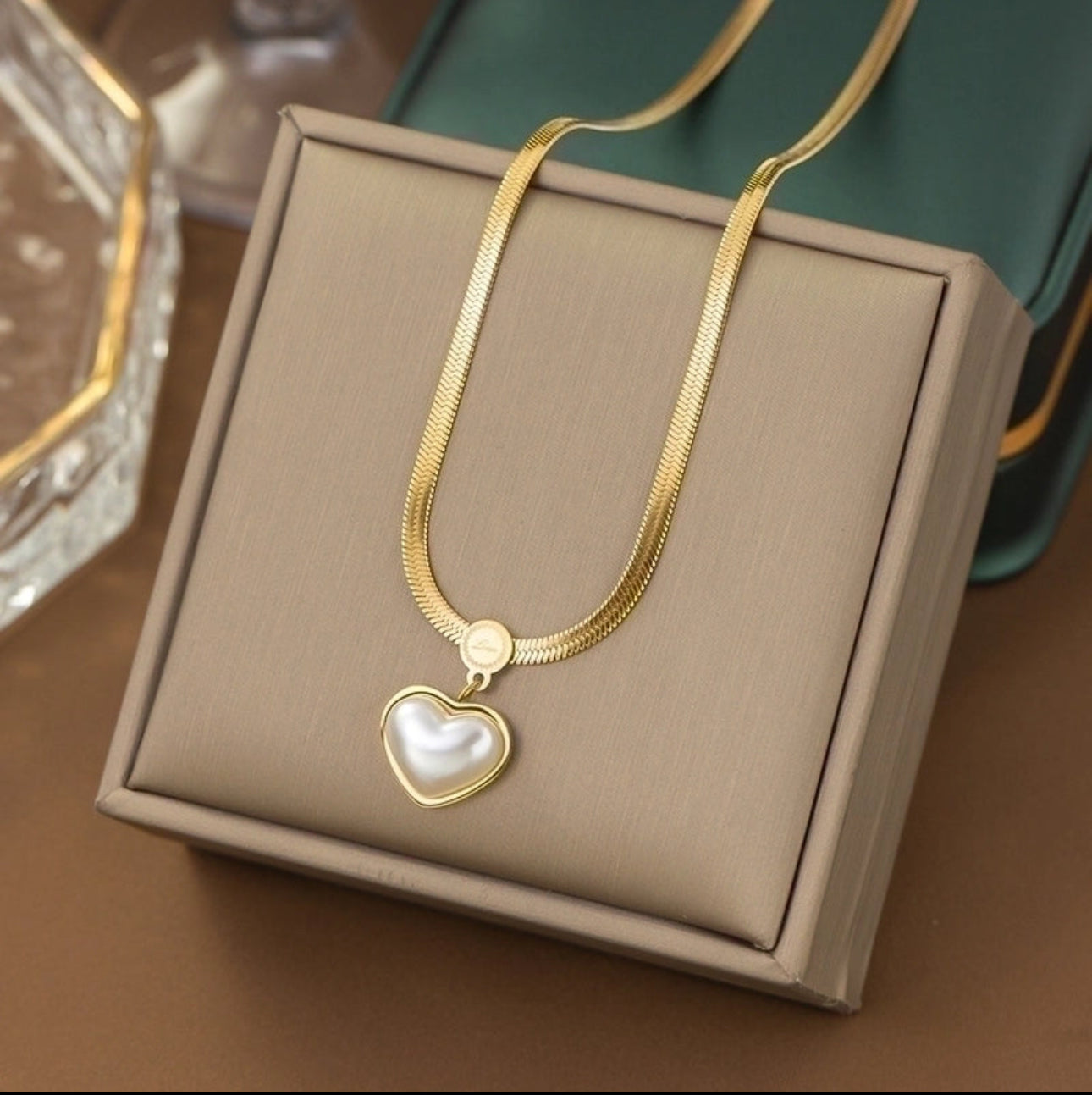 Flat Chrome Heart Necklace