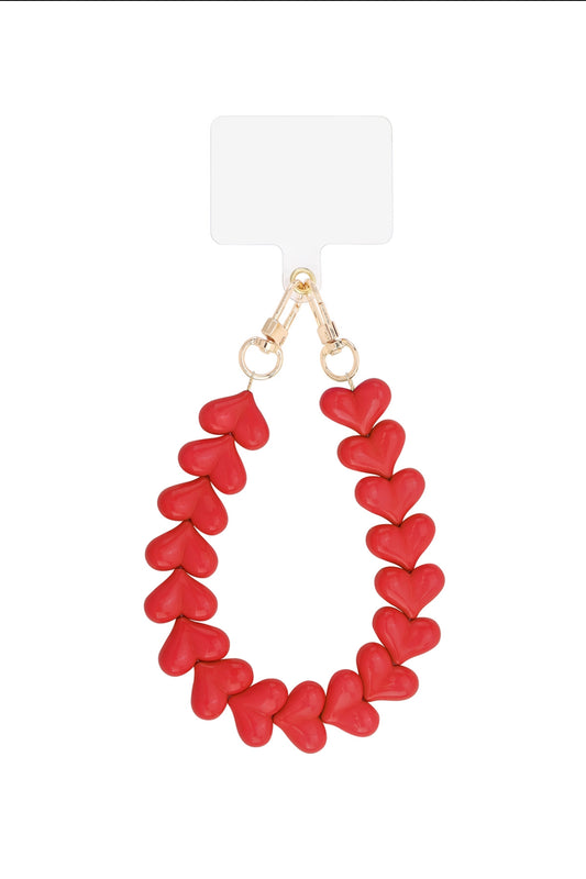 Heart phone cord red