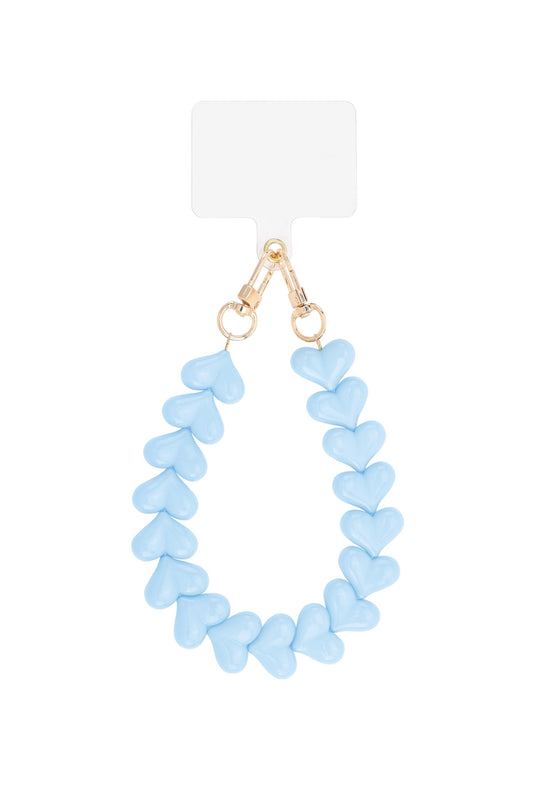 Heart phone cord blue