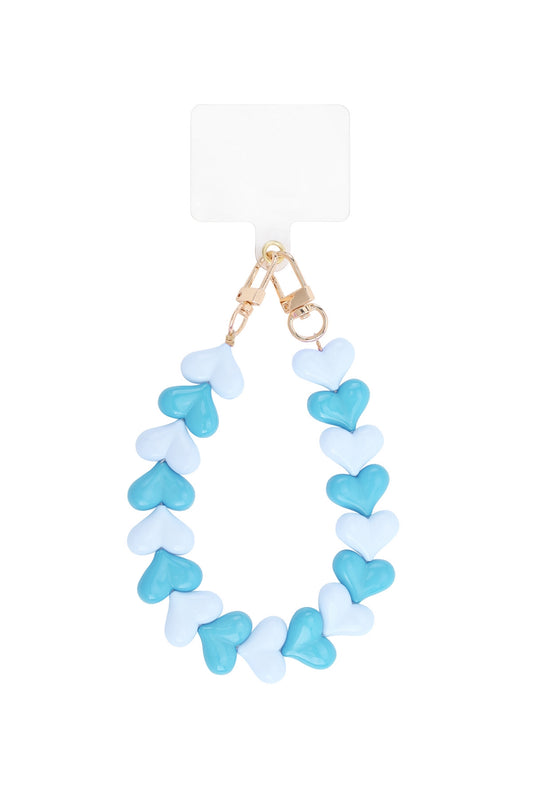 Heart phone cord blue mix